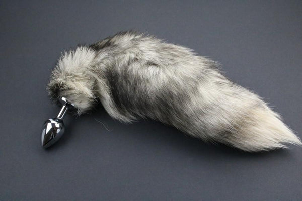 Pre-made Ready to Ship Real Fur Fox Tail with Medium Metal Butt Plug (55)