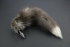 Pre-made Ready to Ship Real Fur Fox Tail with Small Ribbed Metal Butt Plug (7)