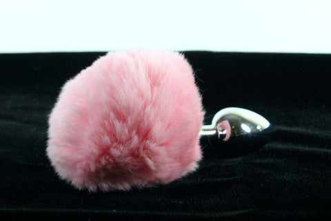 Soft and Sexy Real Fur Baby PINK Bunny Tail Butt Plug