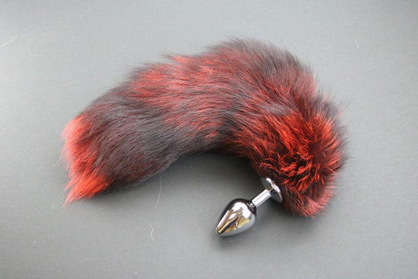 Pre-made Ready to Ship Real Fur Fox Tail with Medium Metal Butt Plug (13)