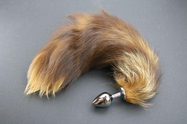Pre-made Ready to Ship Real Fur Fox Tail with Medium Metal Butt Plug (14)