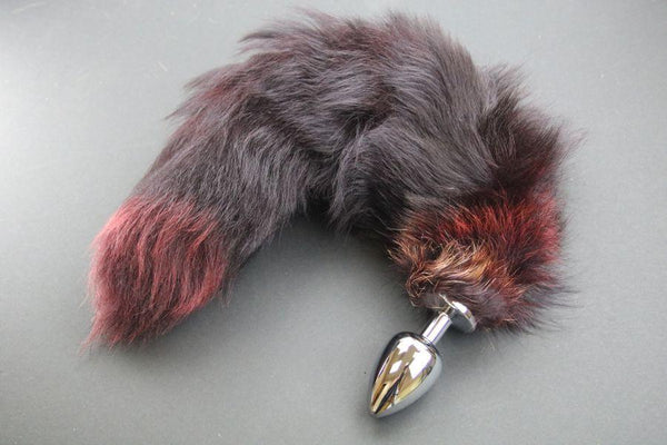 Pre-made Ready to Ship Real Fur Fox Tail with Large Metal Butt Plug (38)