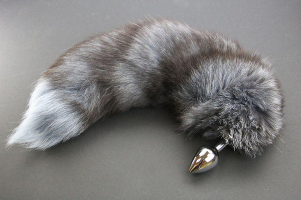 Pre-made Ready to Ship Real Fur Fox Tail with Medium Metal Butt Plug (39)
