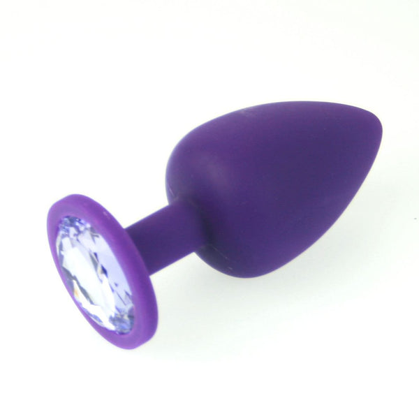 Large Purple Silicone Jewel Butt Plug