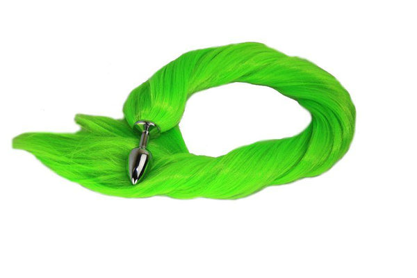 Lime Pony Tail Butt Plug Synthetic Tail (29)