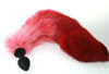 Sleek Pink & Red Real Fur Tail with Silicone Butt Plug (ST)
