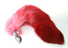 Sleek Pink & Red Fox Tail Butt Plug Real Fur