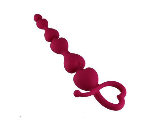 Pink Heart Silicone Anal Beads