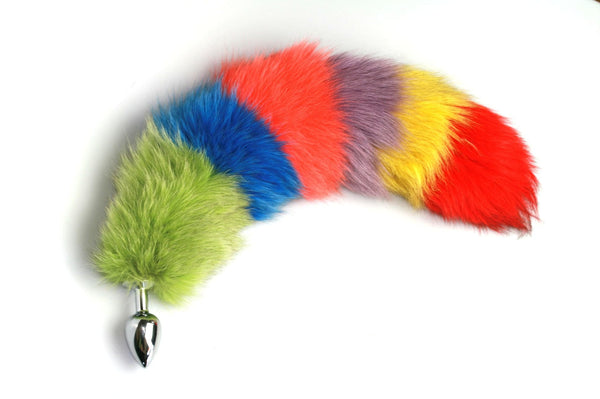 Radical Rainbow Fox Tail Butt Plug Real Fur