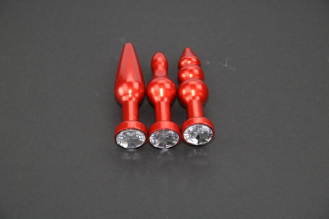 Red Anodized Metal Jewel Butt Plug