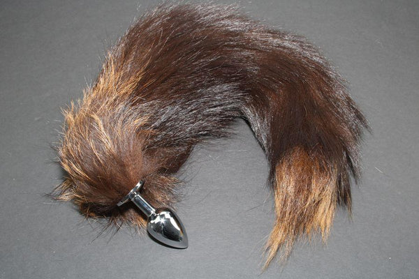 Pre-made Ready to Ship Real Fur Fox Tail with Small Metal Butt Plug (101)