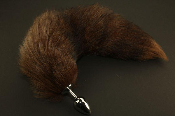 Pre-made Ready to Ship Real Fur Fox Tail with Small Metal Butt Plug (44)