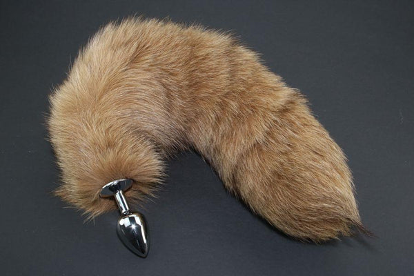 Pre-made Ready to Ship Real Fur Fox Tail with Small Metal Butt Plug (56)