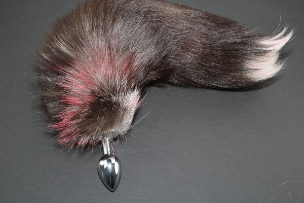 Pre-made Ready to Ship Real Fur Fox Tail with Small Metal Butt Plug (82)