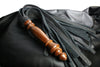 Black Leather Flogger with Wooden Handle