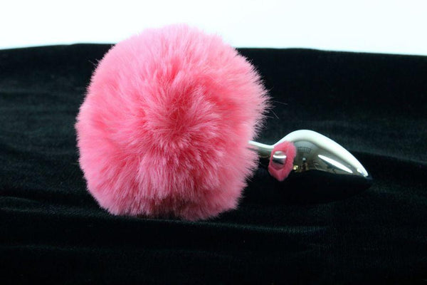 Soft and Sexy Real Fur Bubblegum PINK Bunny Tail Butt Plug