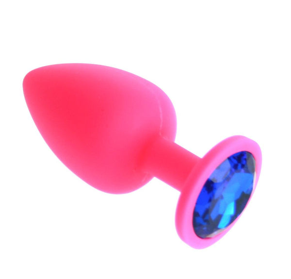 Large Pink Silicone Jewel Butt Plug