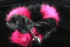Long Faux Fur Magenta & Black Striped Fox Tail or Kitty Tail Butt Plug