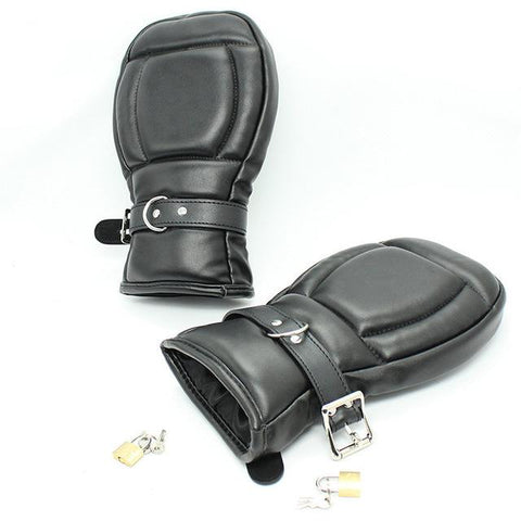 Leather Padded Fist Mitts - Restraints - Puppy Play