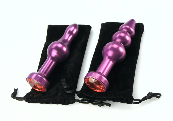 Purple Anodized Metal Jewel 2 Butt Plug Package