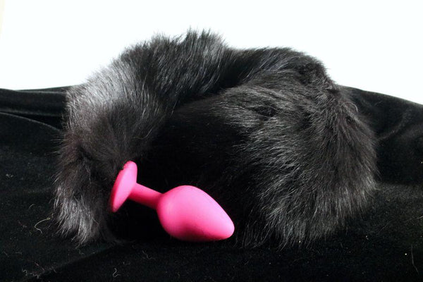 Special Fox Tail Butt Plug SALE Real Fur Silicone Butt Plug Red Fox Natural Black White Tail